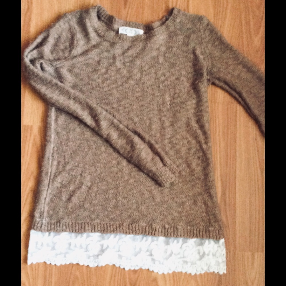 Brown laced edged sweater